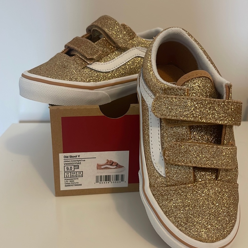 Vans Old Skool V Gold Glitter Sneakers